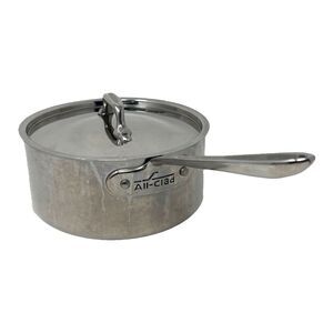 ALL-CLAD D3 3-Ply 2.5 Qt Polished Stainless Steel Sauce Pan w/Lid Clean EUC